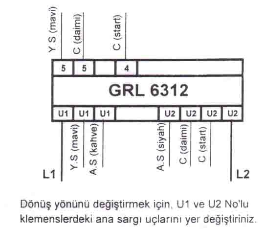 gamak röle, grl 6312 bağlantı şeması